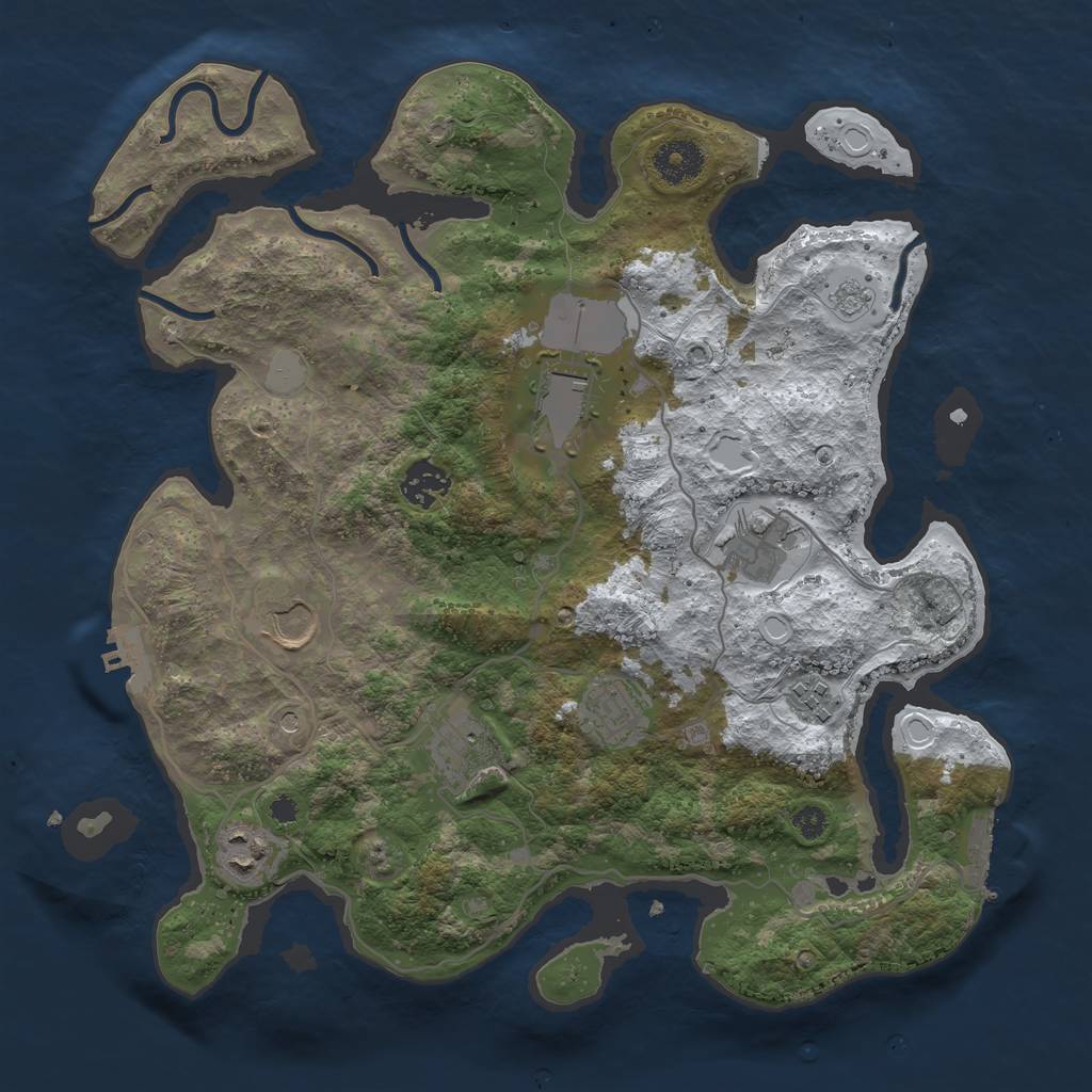 Rust Map: Procedural Map, Size: 3500, Seed: 845404120, 17 Monuments