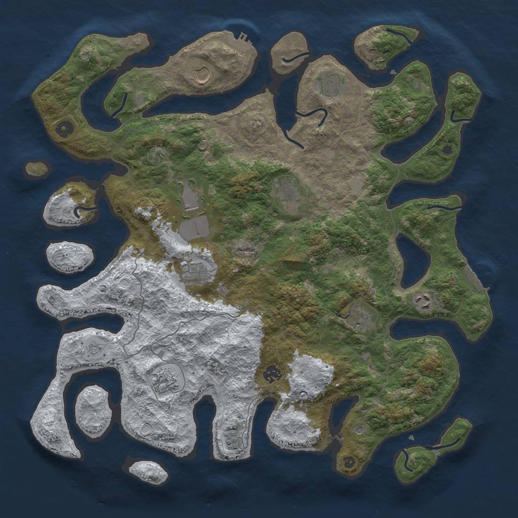 Rust Map: Procedural Map, Size: 4500, Seed: 208249, 19 Monuments
