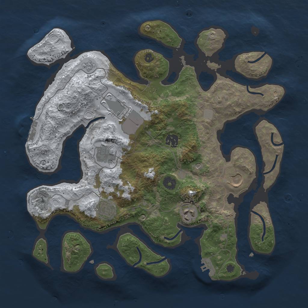 Rust Map: Procedural Map, Size: 3500, Seed: 5551558, 15 Monuments