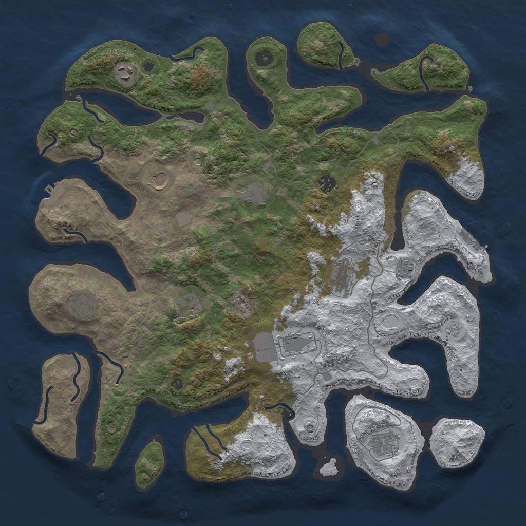 Rust Map: Procedural Map, Size: 4500, Seed: 5435595, 19 Monuments