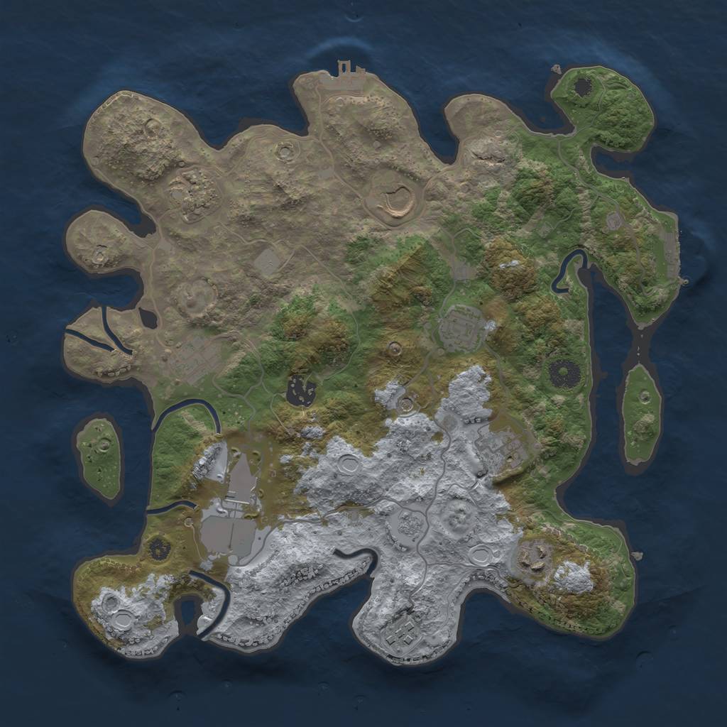 Rust Map: Procedural Map, Size: 3500, Seed: 84619, 18 Monuments