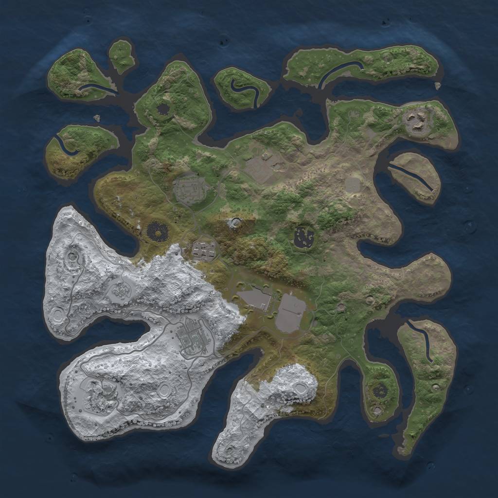 Rust Map: Procedural Map, Size: 3500, Seed: 6103210, 15 Monuments
