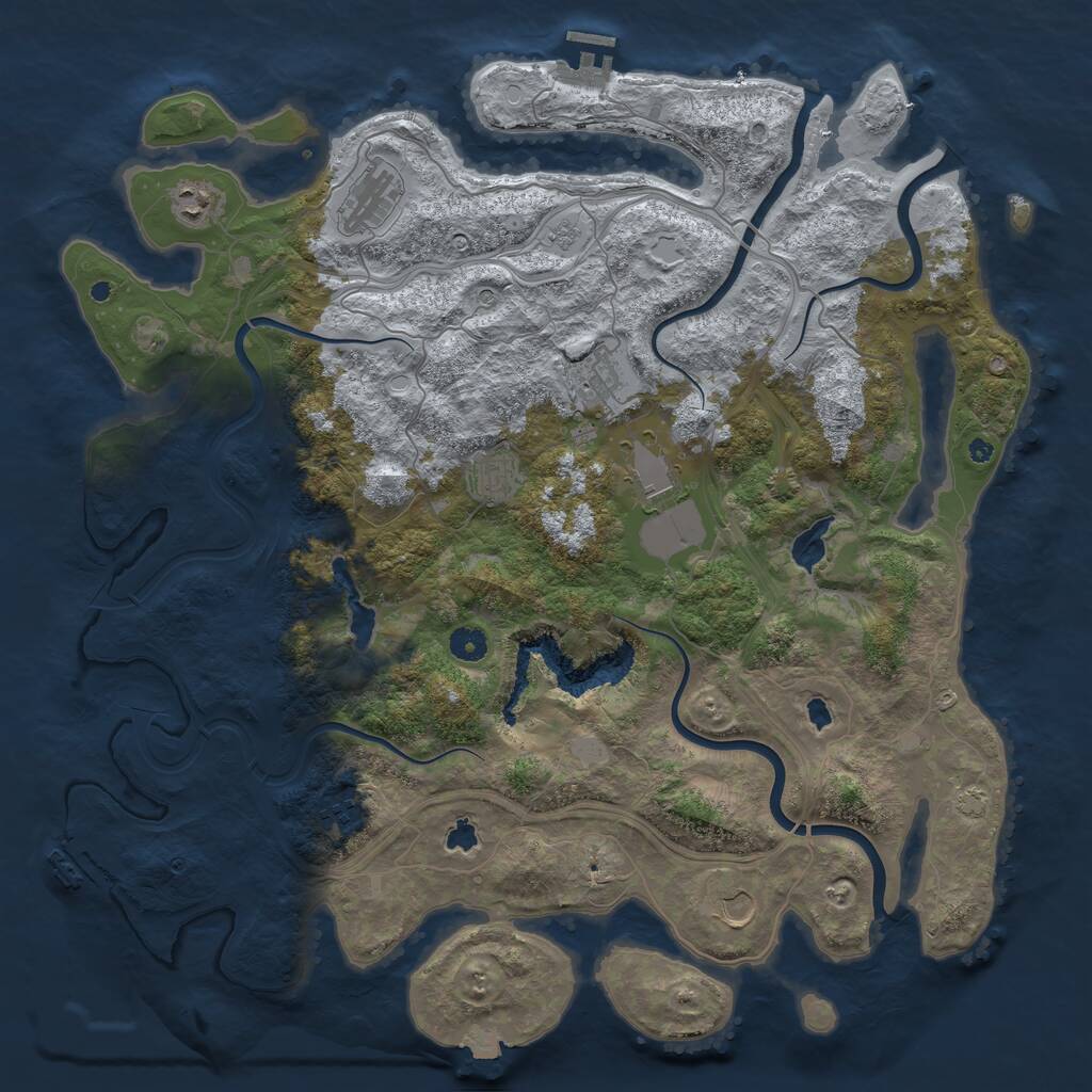 Rust Map: Procedural Map, Size: 4500, Seed: 433486, 13 Monuments