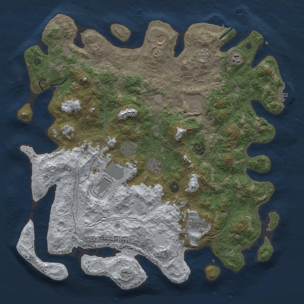 Rust Map: Procedural Map, Size: 4500, Seed: 3040520, 19 Monuments