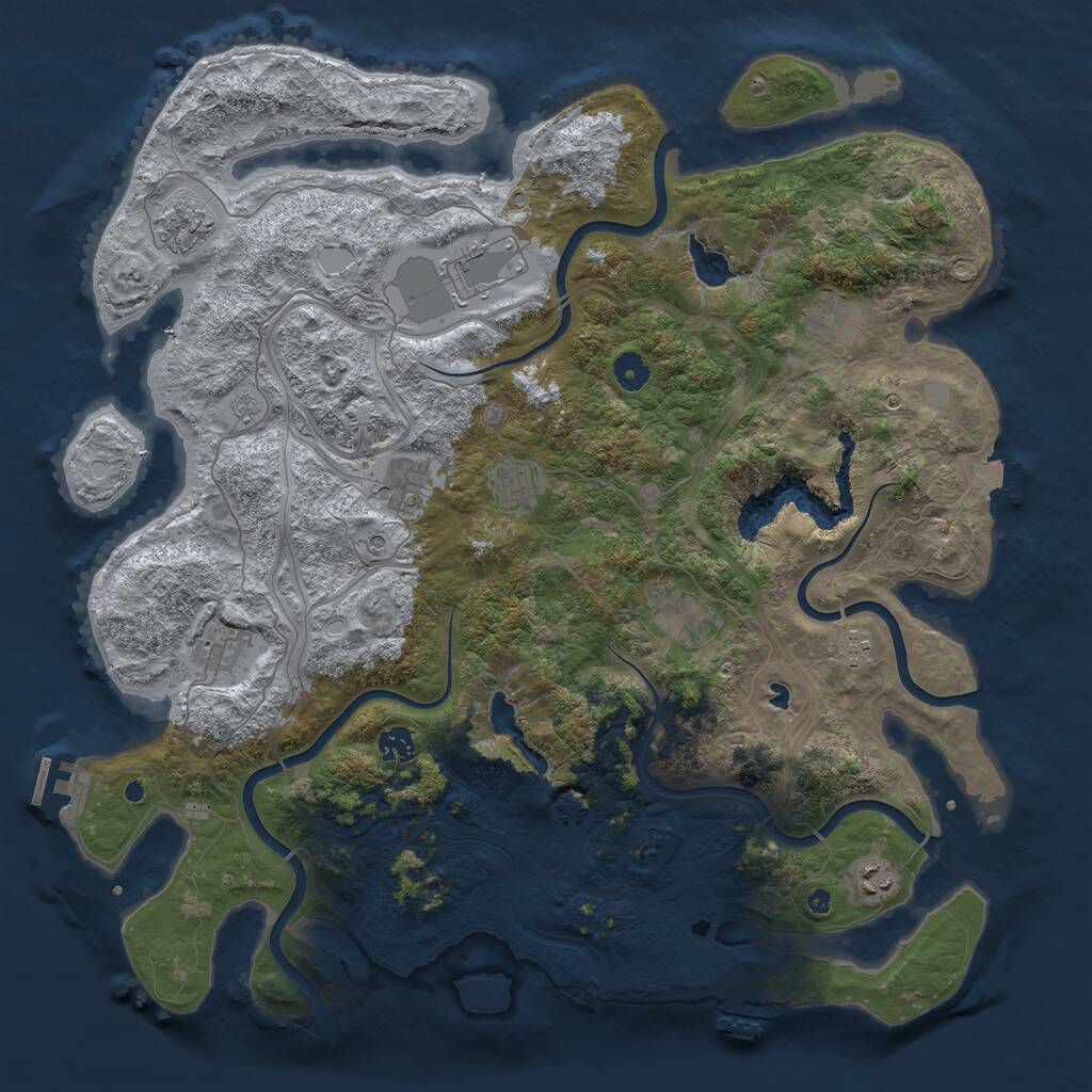 Rust Map: Procedural Map, Size: 4500, Seed: 5187188, 16 Monuments
