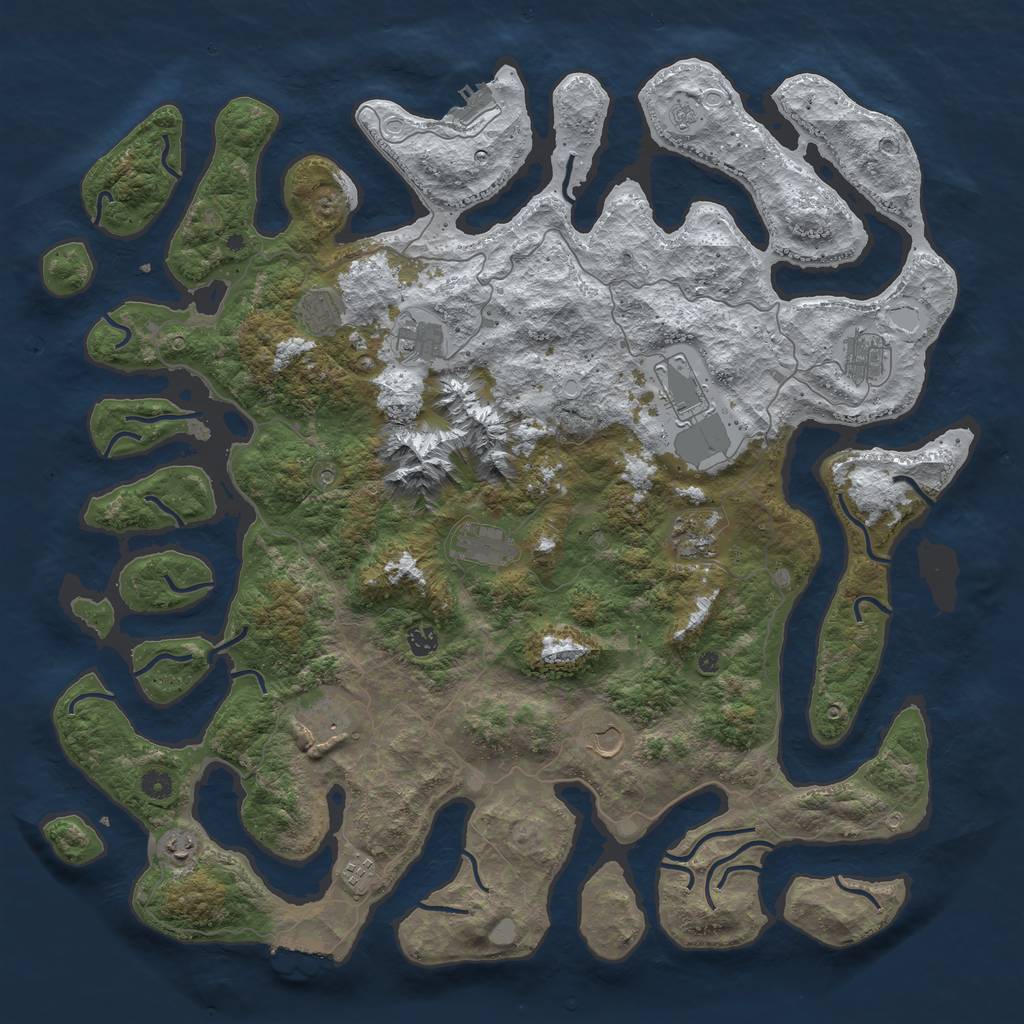 Rust Map: Procedural Map, Size: 5000, Seed: 1821684073, 20 Monuments