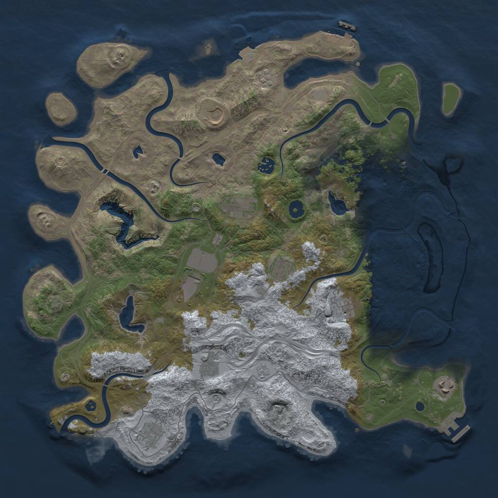 Rust Map: Procedural Map, Size: 4500, Seed: 142329, 16 Monuments