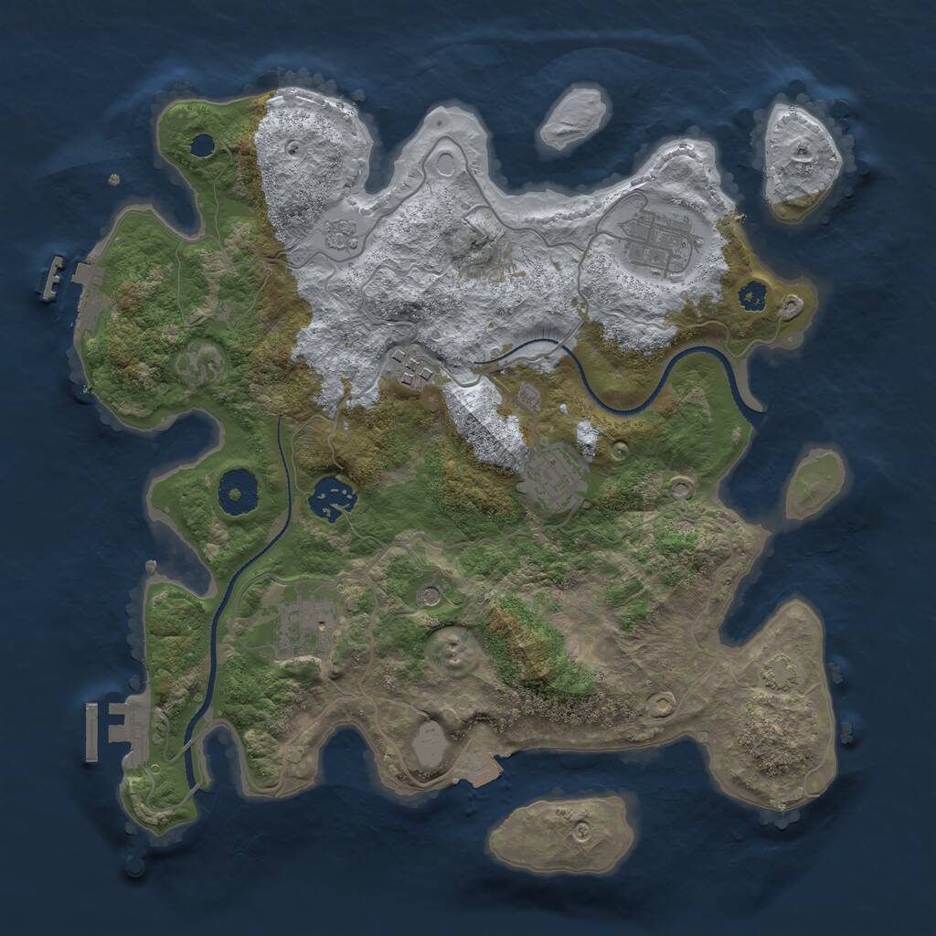 Rust Map: Procedural Map, Size: 3200, Seed: 103447381, 11 Monuments