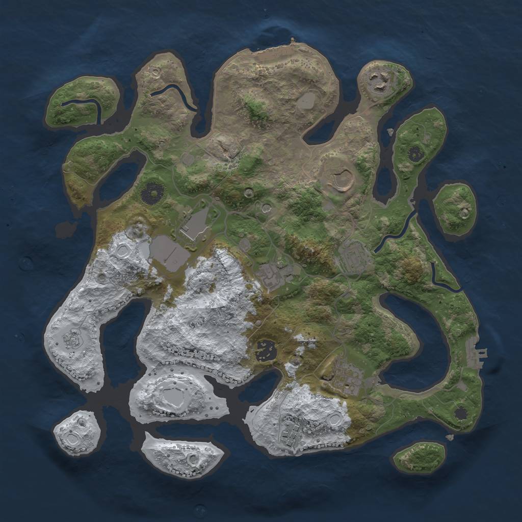 Rust Map: Procedural Map, Size: 3500, Seed: 3836217, 17 Monuments