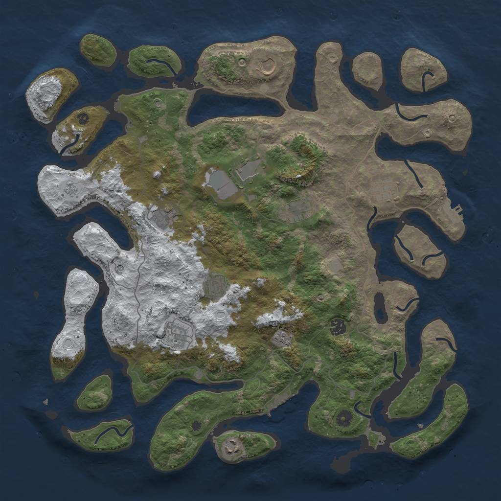 Rust Map: Procedural Map, Size: 4500, Seed: 848928, 19 Monuments