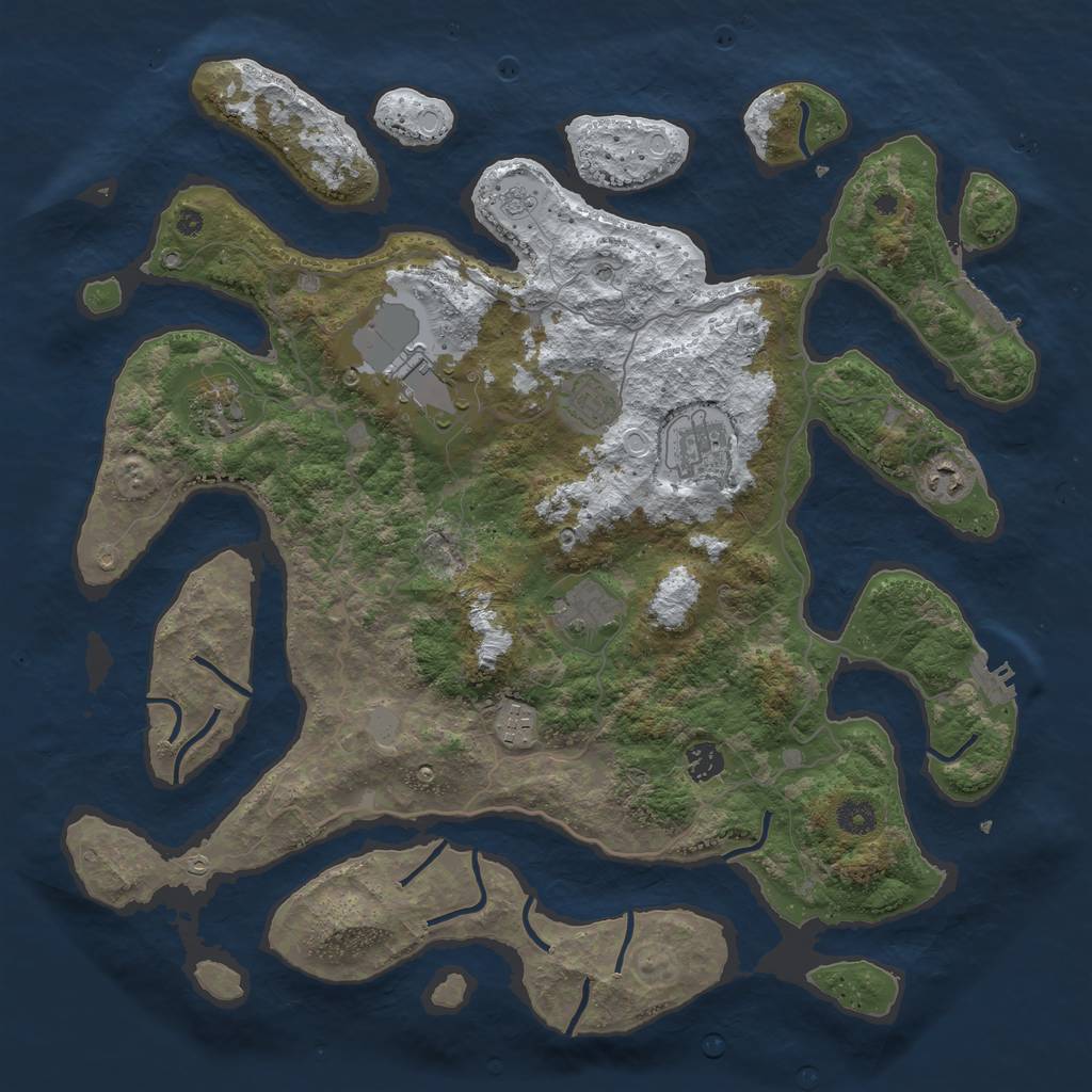 Rust Map: Procedural Map, Size: 4250, Seed: 90791514, 17 Monuments