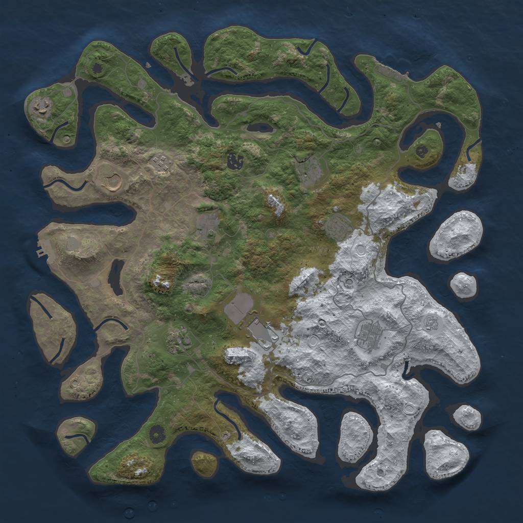Rust Map: Procedural Map, Size: 4500, Seed: 5195612, 19 Monuments