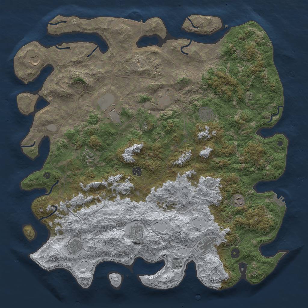 Rust Map: Procedural Map, Size: 4800, Seed: 21214, 20 Monuments