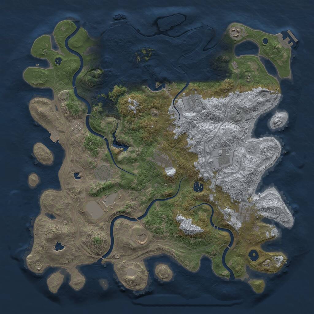 Rust Map: Procedural Map, Size: 4500, Seed: 5747435, 16 Monuments