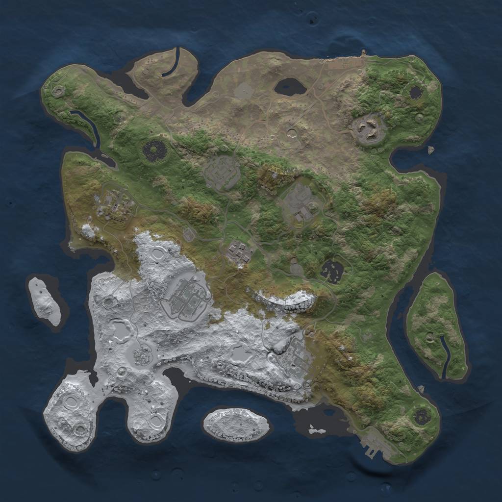 Rust Map: Procedural Map, Size: 3300, Seed: 54381, 17 Monuments
