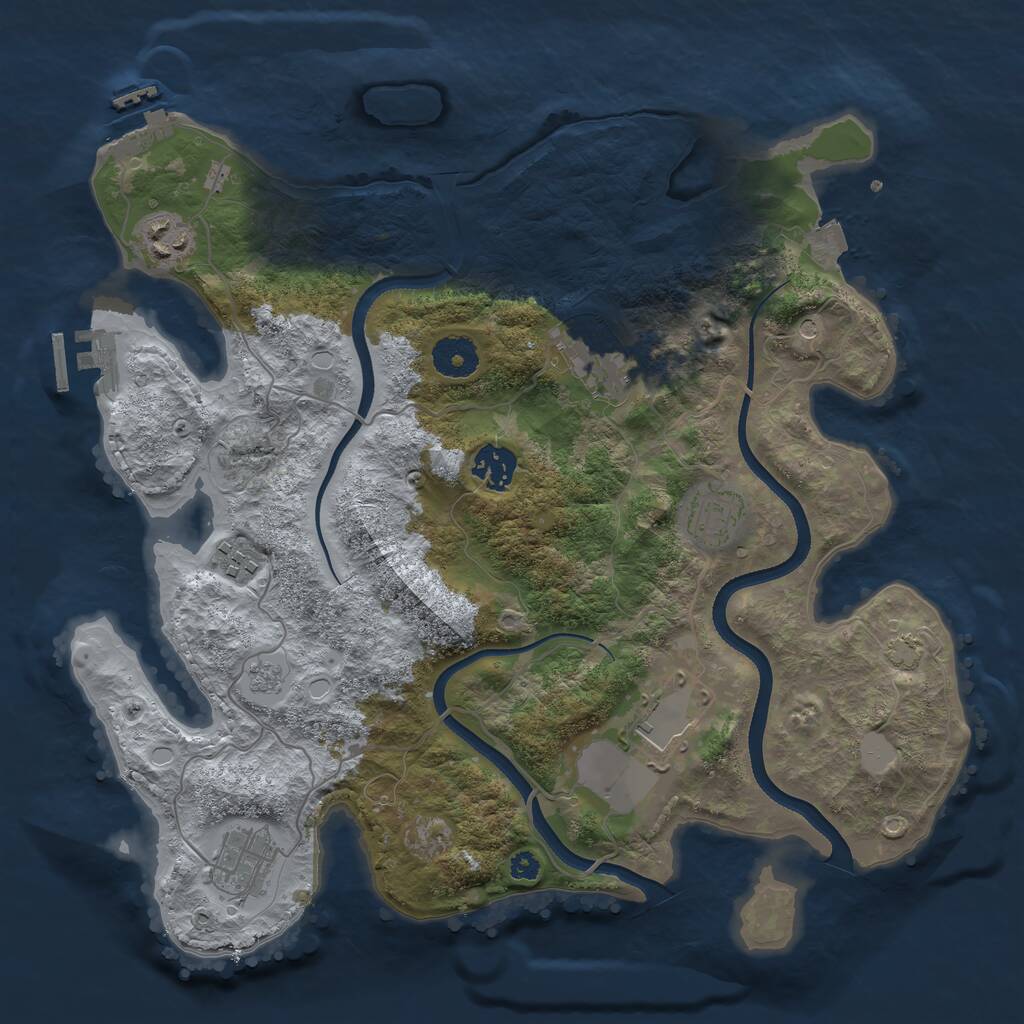 Rust Map: Procedural Map, Size: 3500, Seed: 3293142, 13 Monuments