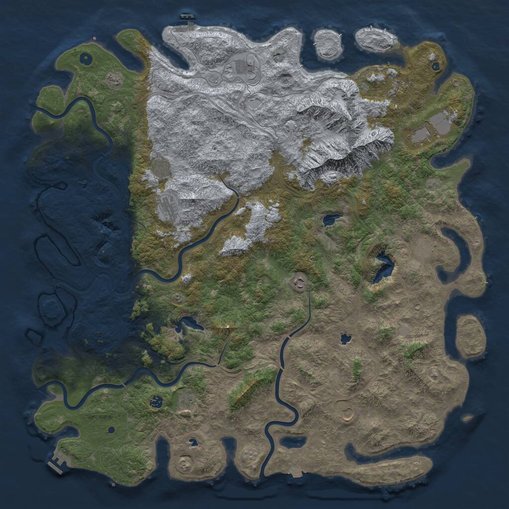 Rust Map: Procedural Map, Size: 6000, Seed: 81502331, 17 Monuments