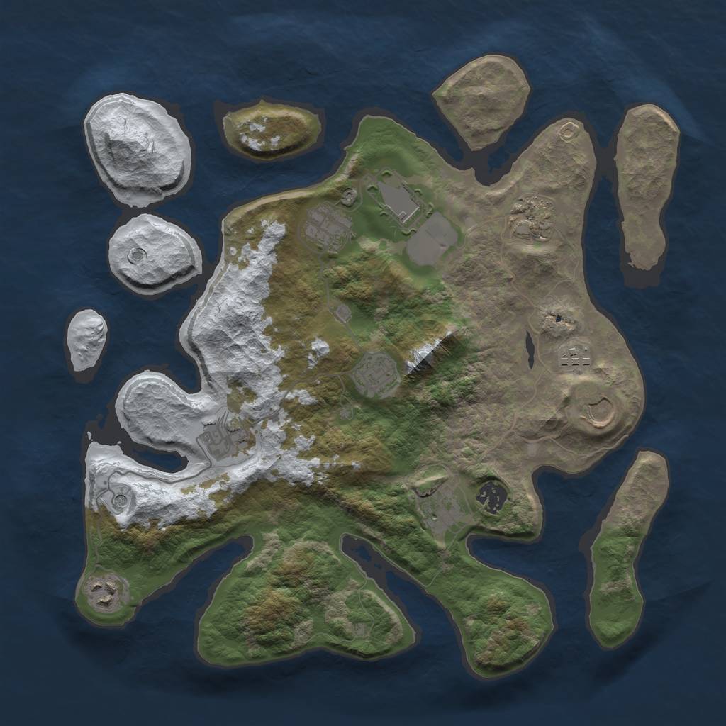 Rust Map: Barren, Size: 3700, Seed: 950158676, 13 Monuments