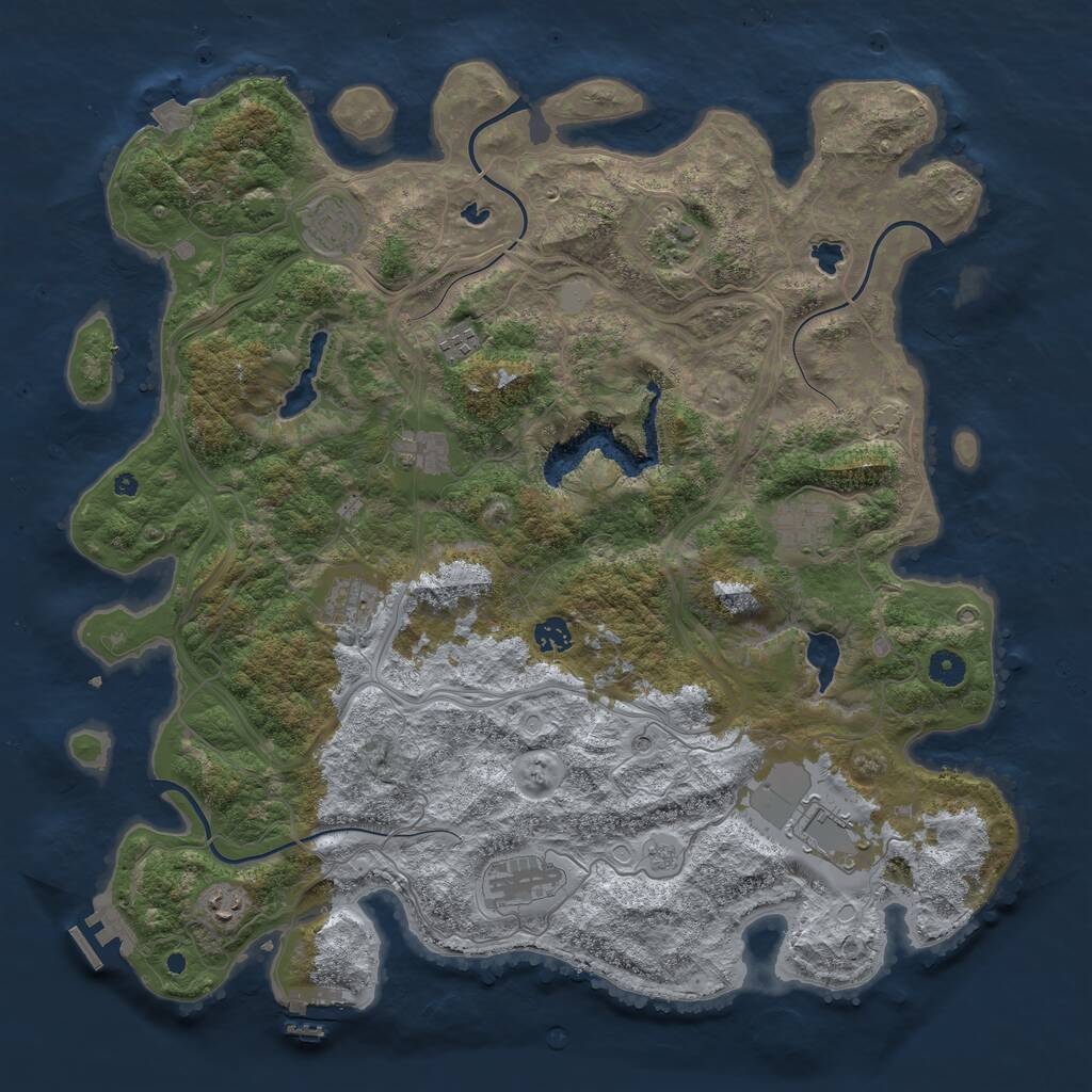 Rust Map: Procedural Map, Size: 4500, Seed: 4096868, 16 Monuments