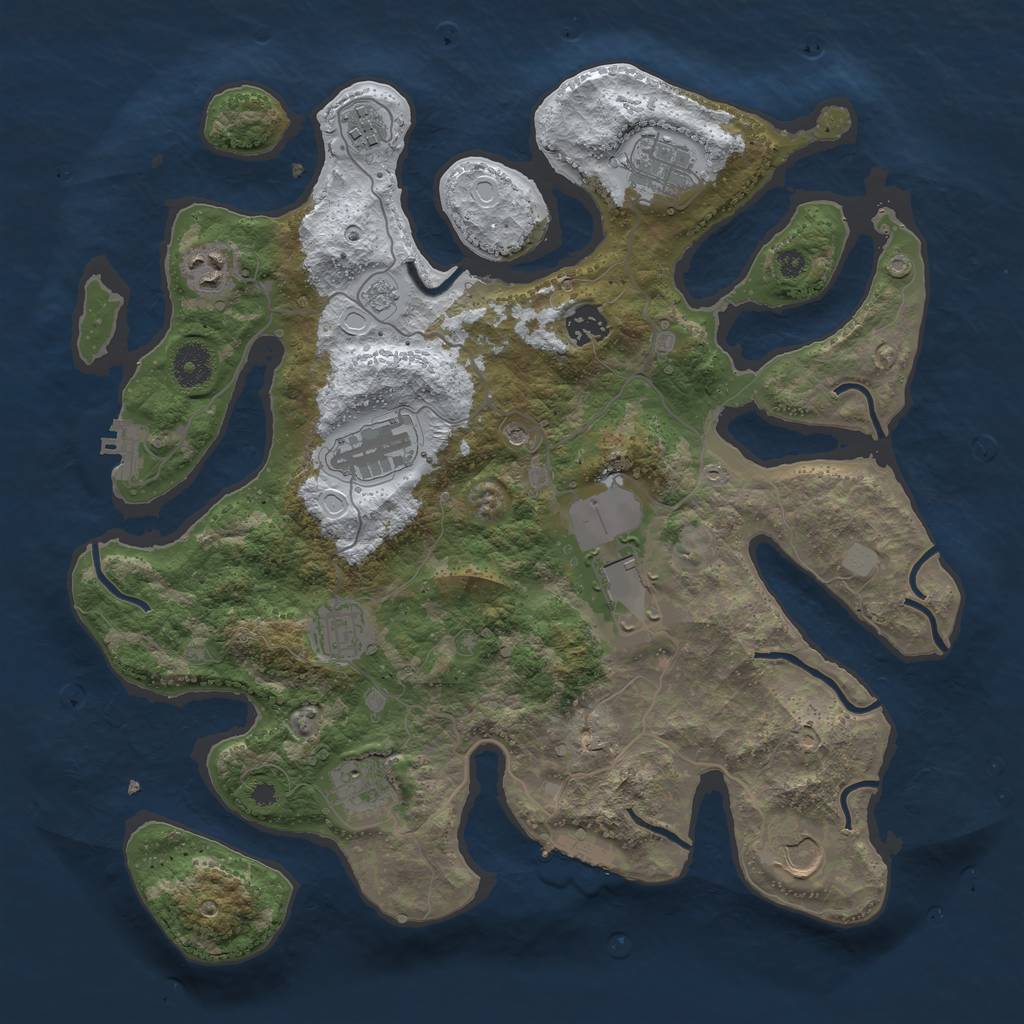 Rust Map: Procedural Map, Size: 3750, Seed: 232248215, 18 Monuments