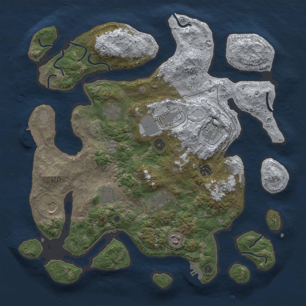 Rust Map: Procedural Map, Size: 4000, Seed: 130747, 18 Monuments