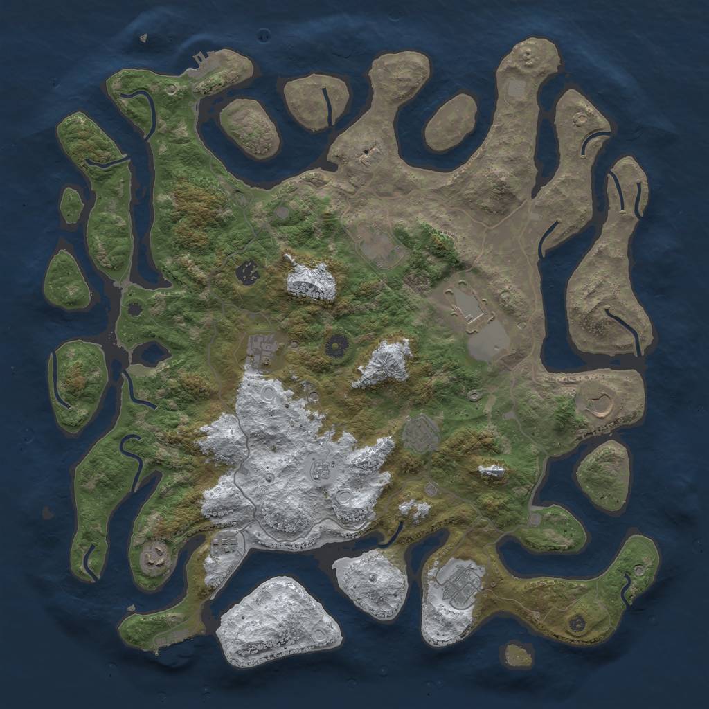 Rust Map: Procedural Map, Size: 4500, Seed: 3665704, 18 Monuments