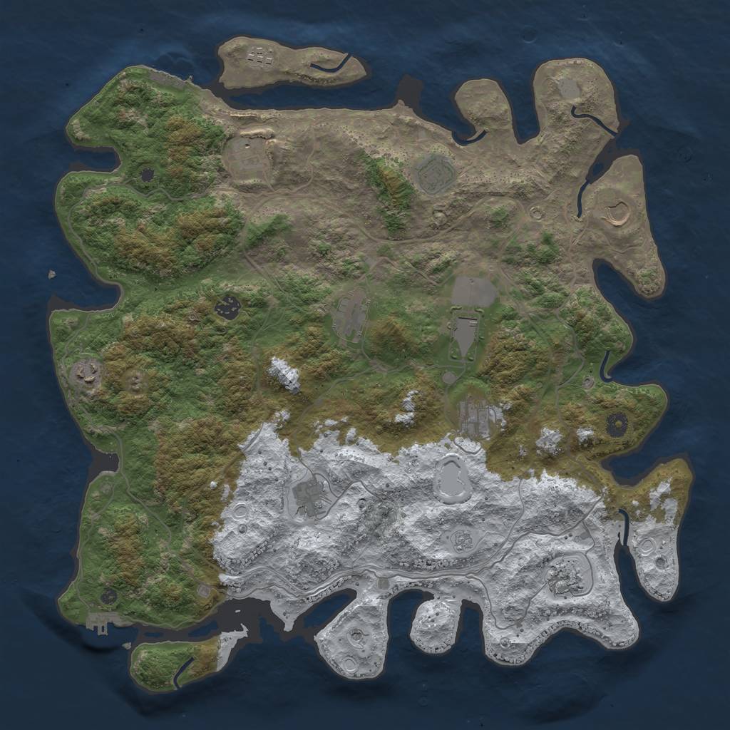 Rust Map: Procedural Map, Size: 4500, Seed: 3608736, 20 Monuments