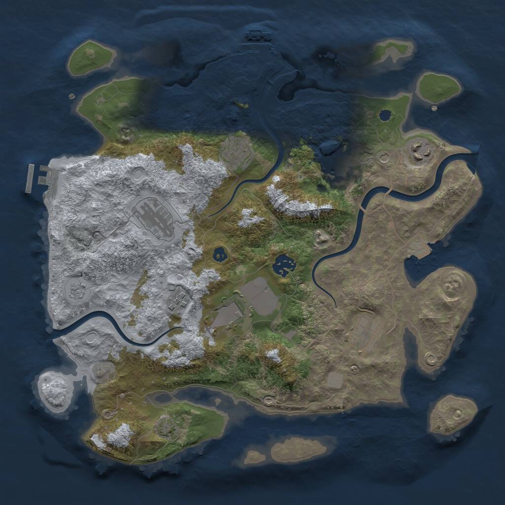 Rust Map: Procedural Map, Size: 3500, Seed: 2940450, 14 Monuments