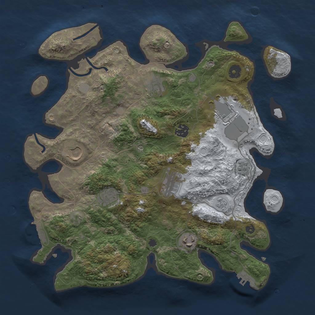 Rust Map: Procedural Map, Size: 3500, Seed: 2963163, 17 Monuments