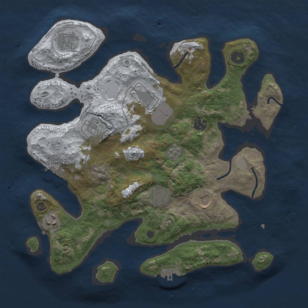 Rust Map: Procedural Map, Size: 3500, Seed: 6115078, 16 Monuments