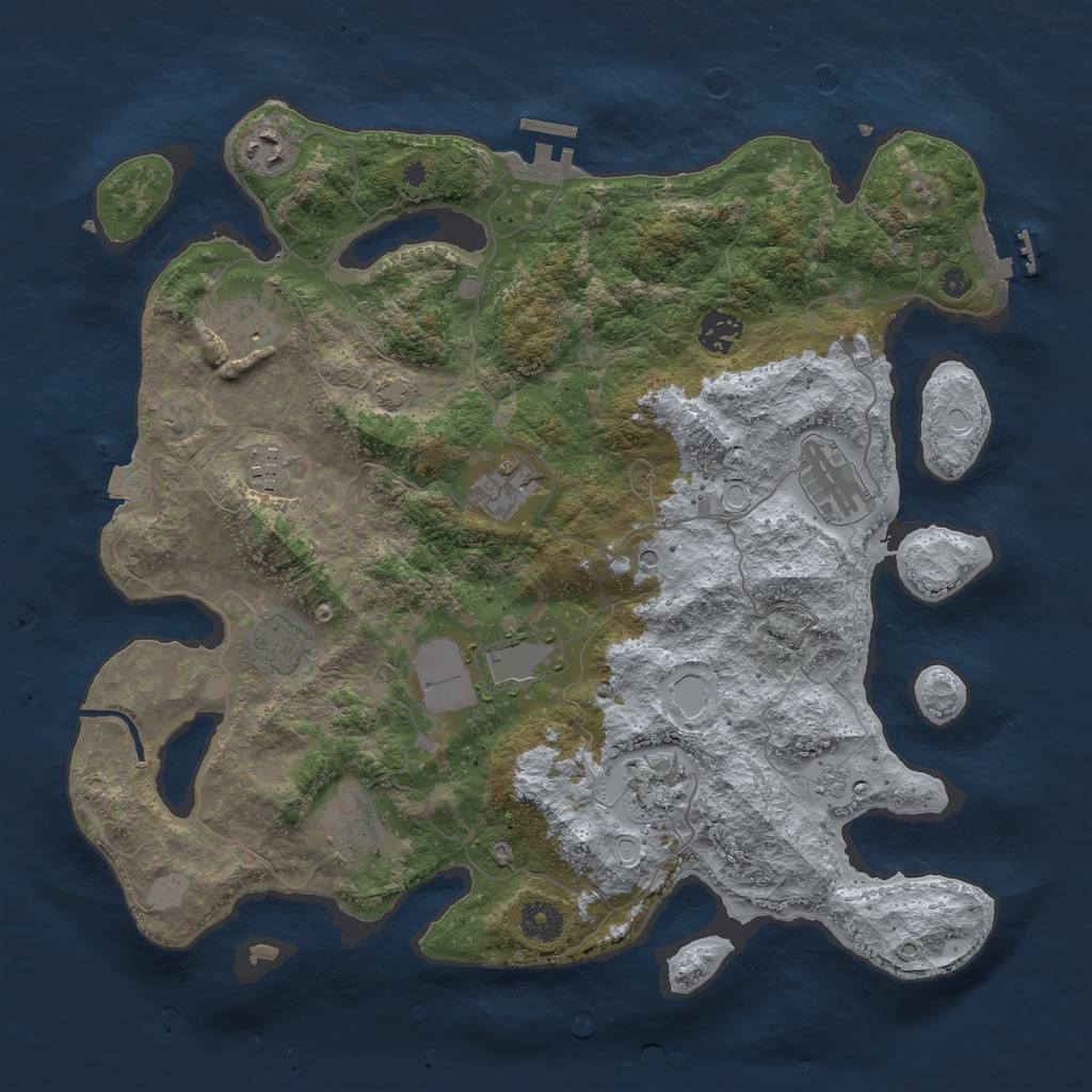 Rust Map: Procedural Map, Size: 3850, Seed: 1841790322, 18 Monuments