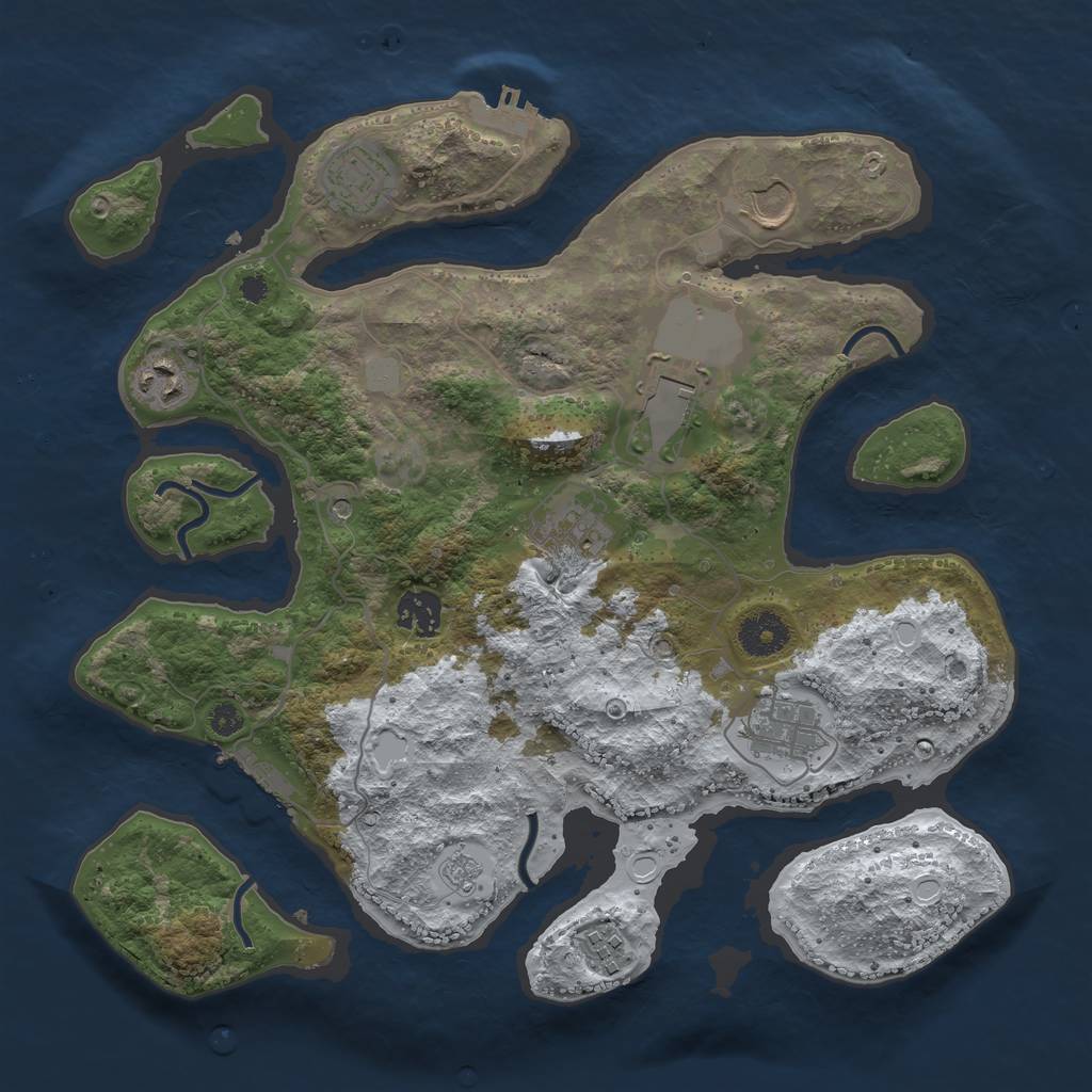 Rust Map: Procedural Map, Size: 3500, Seed: 5421785, 17 Monuments