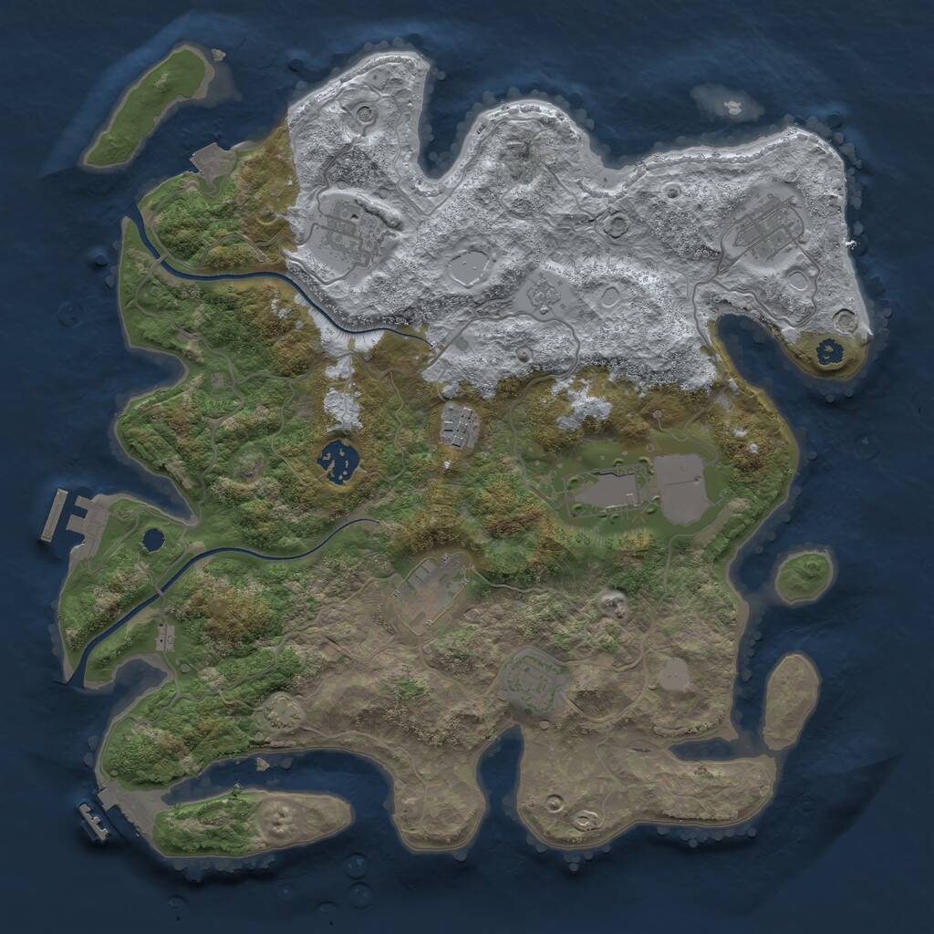Rust Map: Procedural Map, Size: 3500, Seed: 1618403607, 13 Monuments
