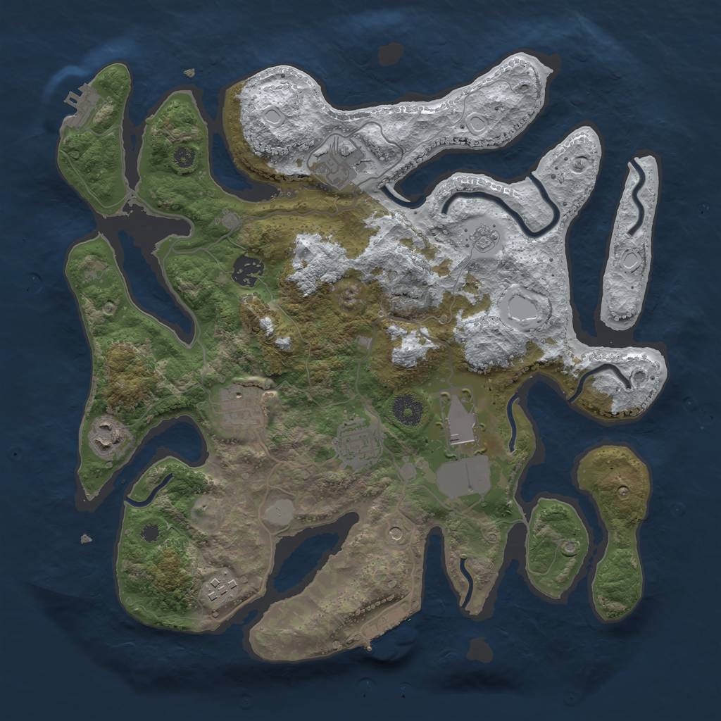 Rust Map: Procedural Map, Size: 3500, Seed: 5324350, 16 Monuments