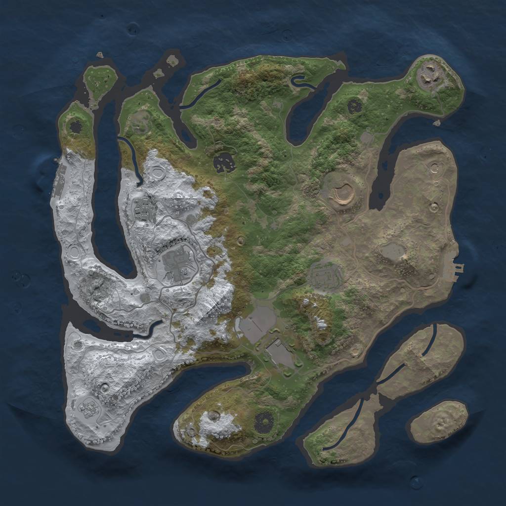 Rust Map: Procedural Map, Size: 3550, Seed: 747064, 16 Monuments