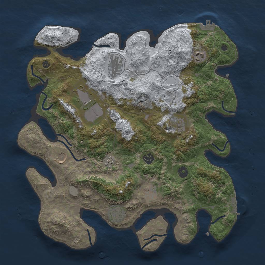 Rust Map: Procedural Map, Size: 3700, Seed: 712672416, 18 Monuments