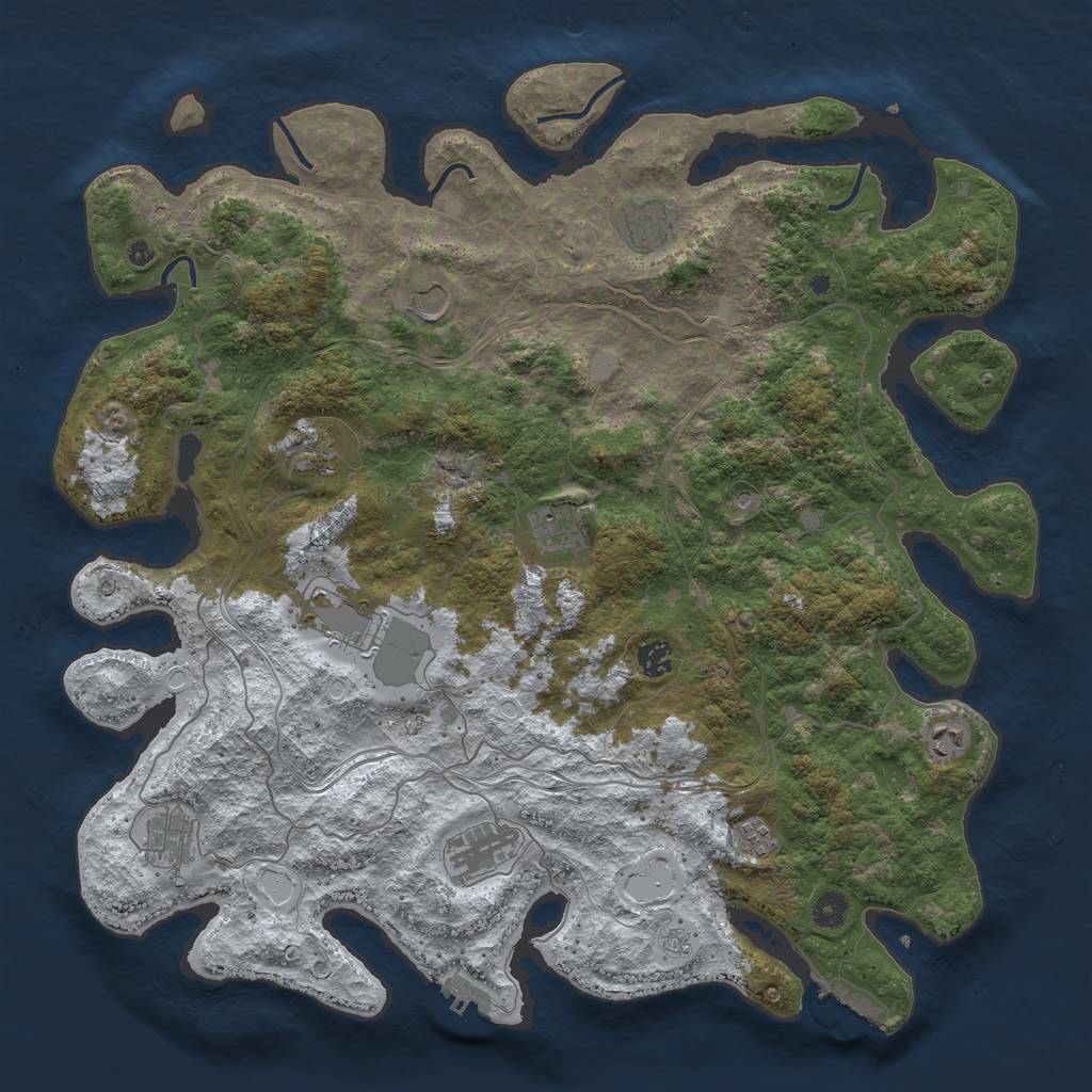 Rust Map: Procedural Map, Size: 4500, Seed: 5235217, 19 Monuments