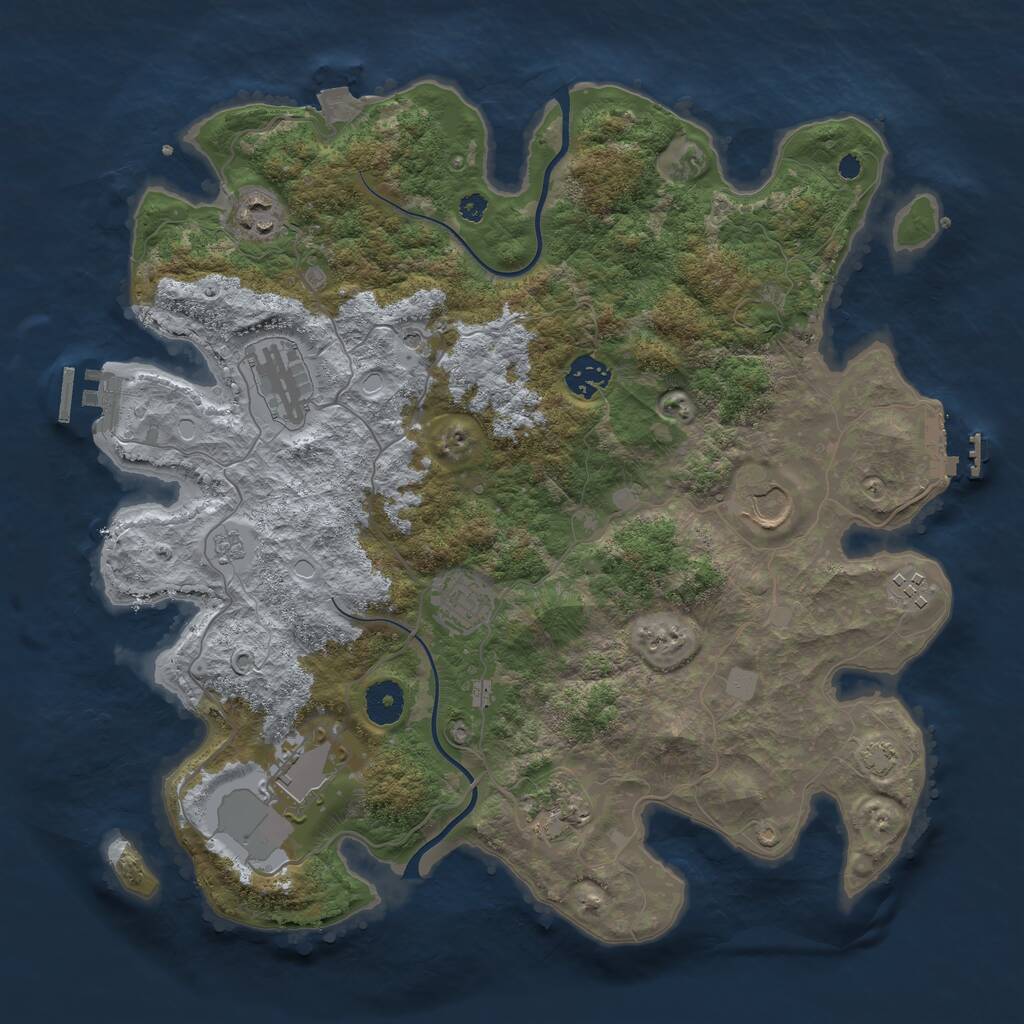 Rust Map: Procedural Map, Size: 3700, Seed: 3244, 14 Monuments