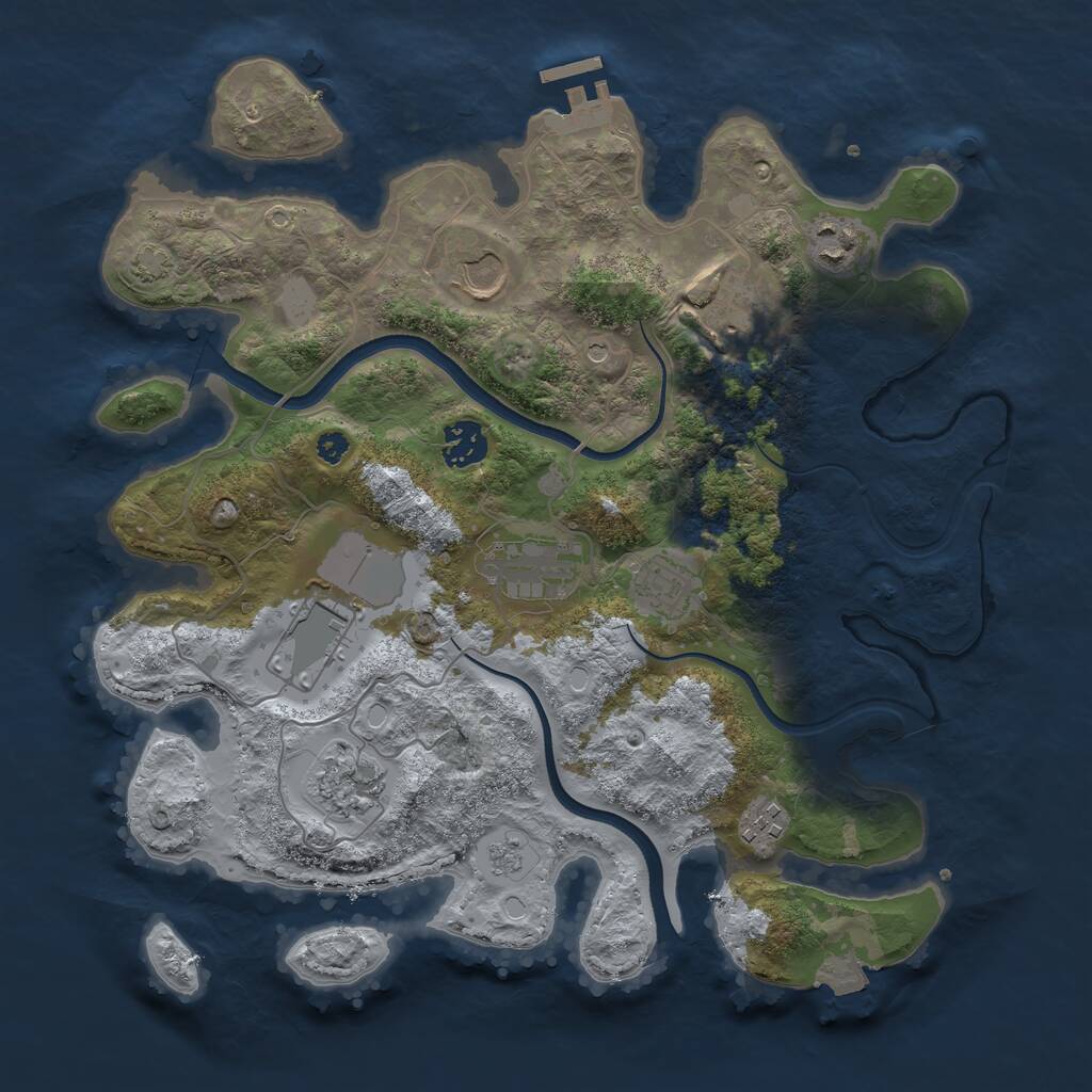 Rust Map: Procedural Map, Size: 3500, Seed: 4619822, 14 Monuments