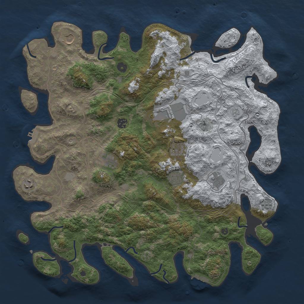 Rust Map: Procedural Map, Size: 4500, Seed: 4903636, 18 Monuments