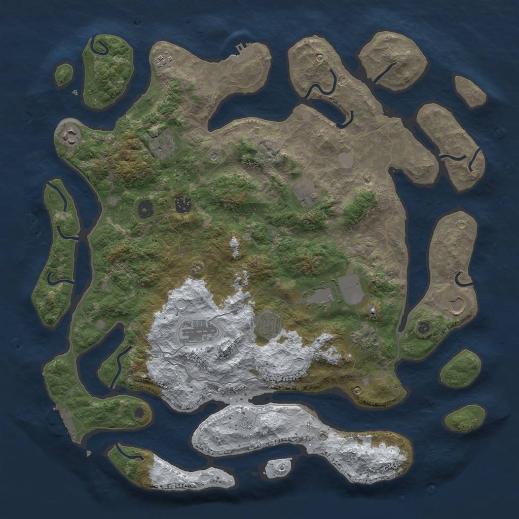 Rust Map: Procedural Map, Size: 4500, Seed: 388867, 19 Monuments