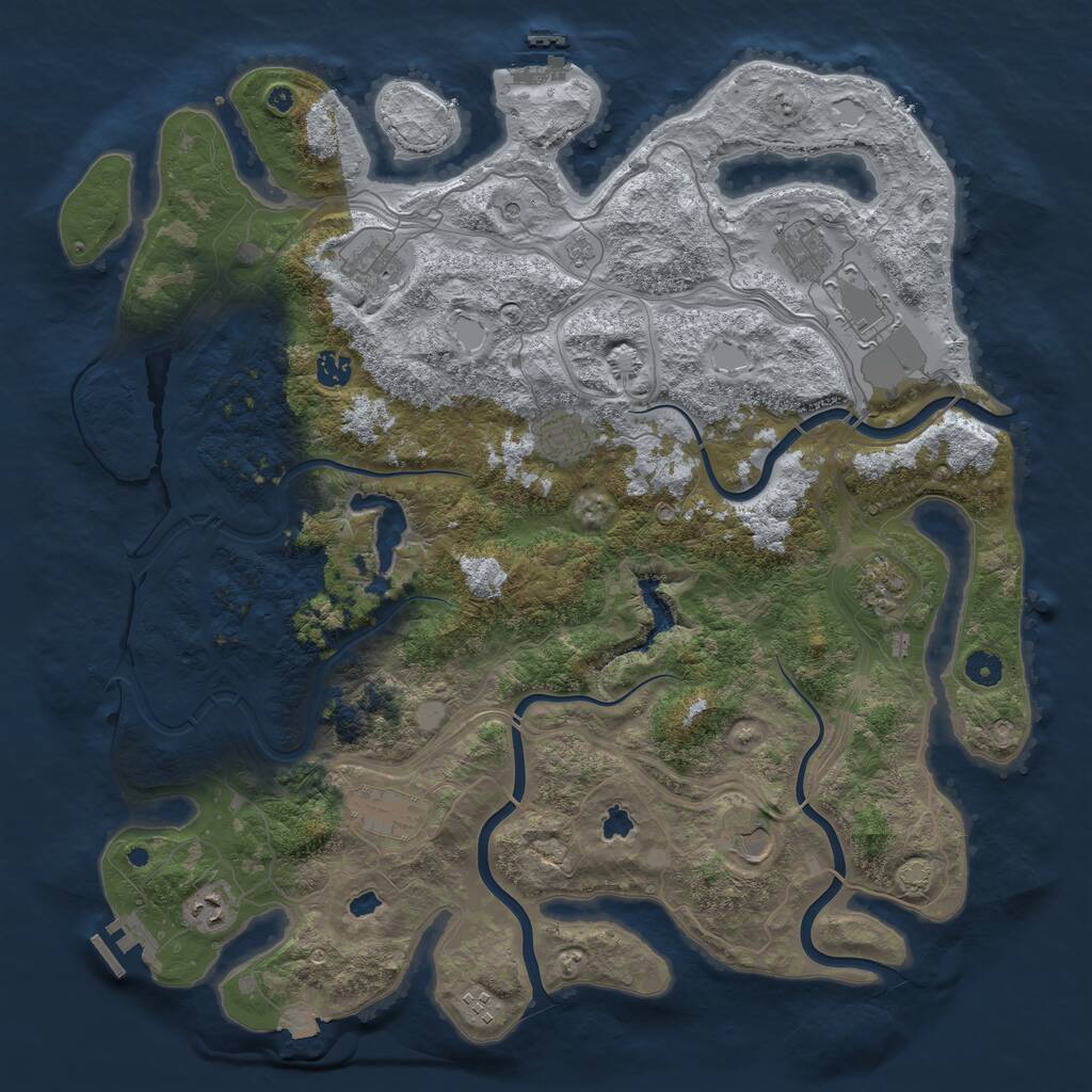 Rust Map: Procedural Map, Size: 4500, Seed: 3341841, 16 Monuments