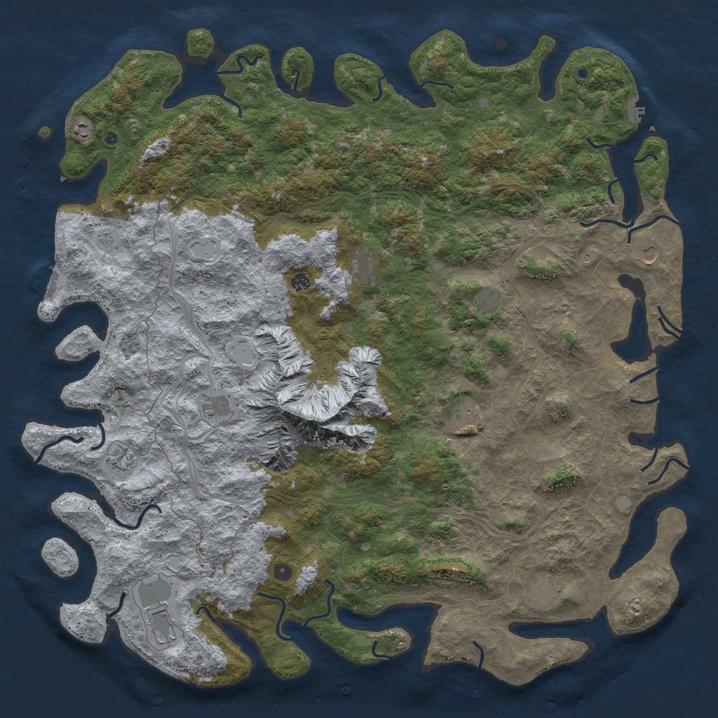 Rust Map: Procedural Map, Size: 6000, Seed: 1136005347, 20 Monuments