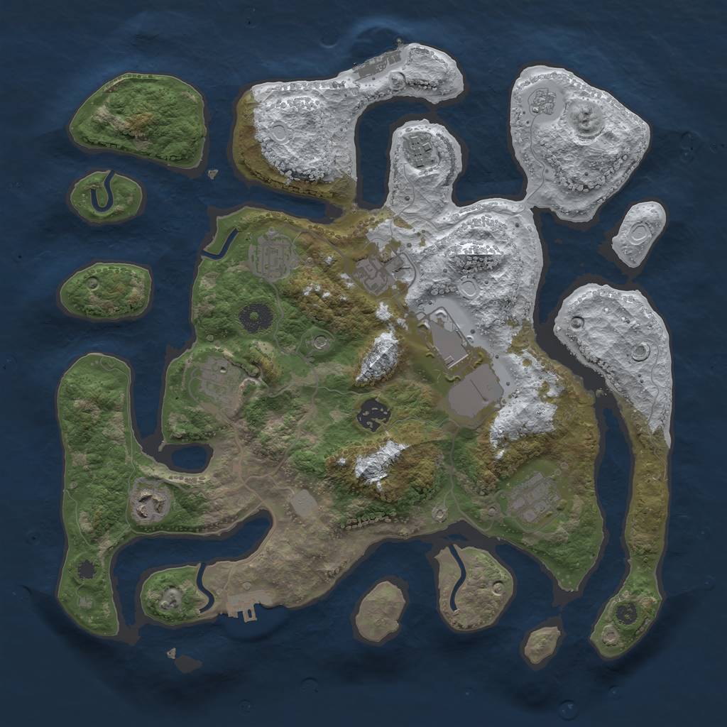 Rust Map: Procedural Map, Size: 3500, Seed: 856229, 17 Monuments