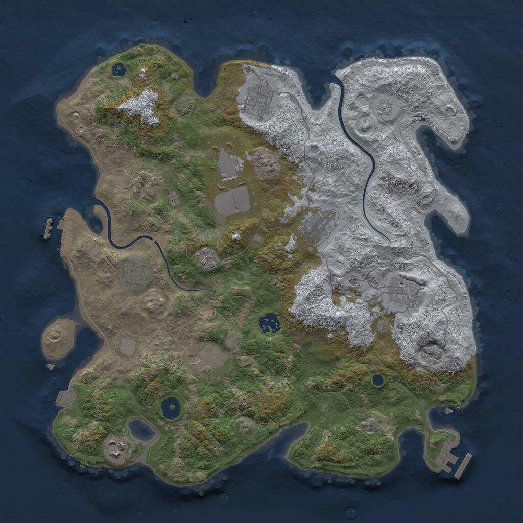 Rust Map: Procedural Map, Size: 3800, Seed: 1201447, 16 Monuments