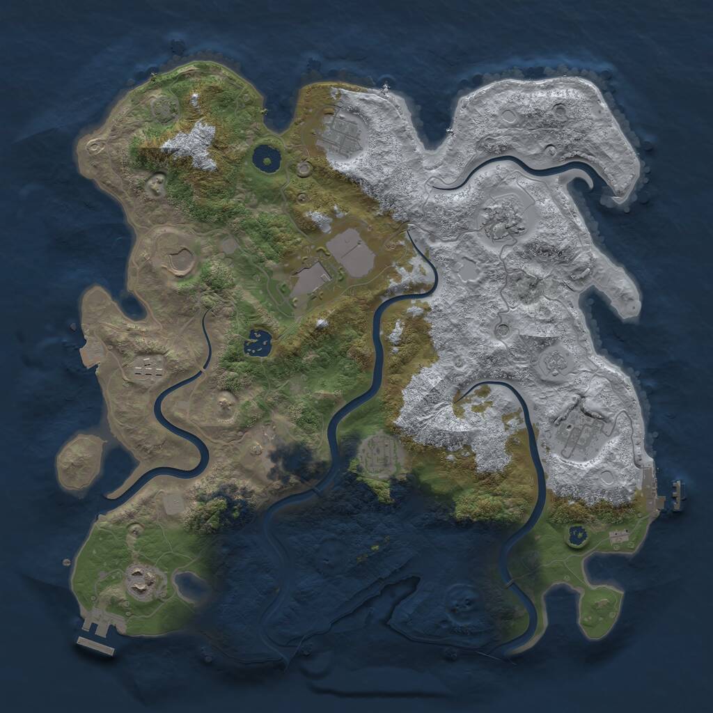 Rust Map: Procedural Map, Size: 3800, Seed: 1201447, 16 Monuments