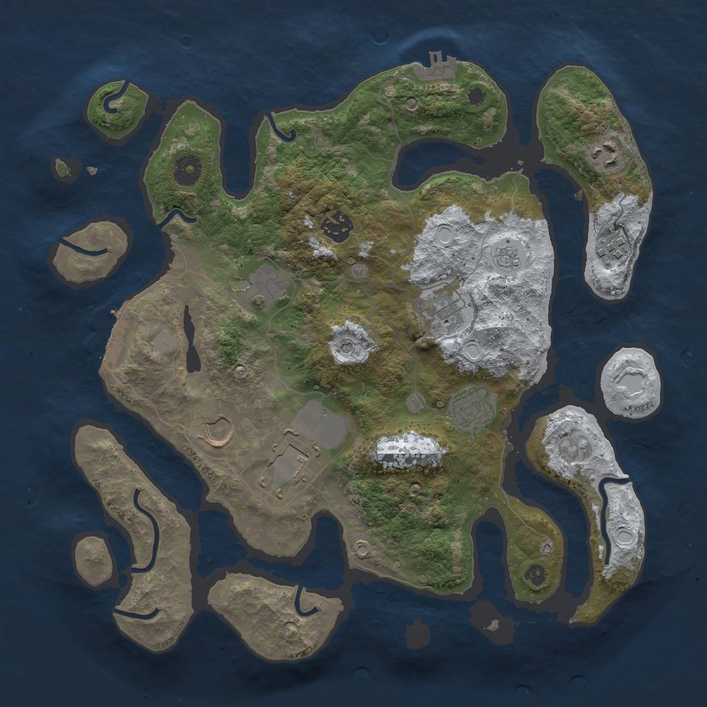 Rust Map: Procedural Map, Size: 3550, Seed: 649393, 17 Monuments