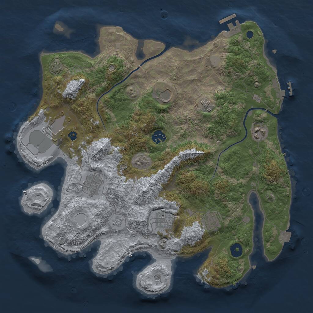 Rust Map: Procedural Map, Size: 3550, Seed: 512657, 14 Monuments