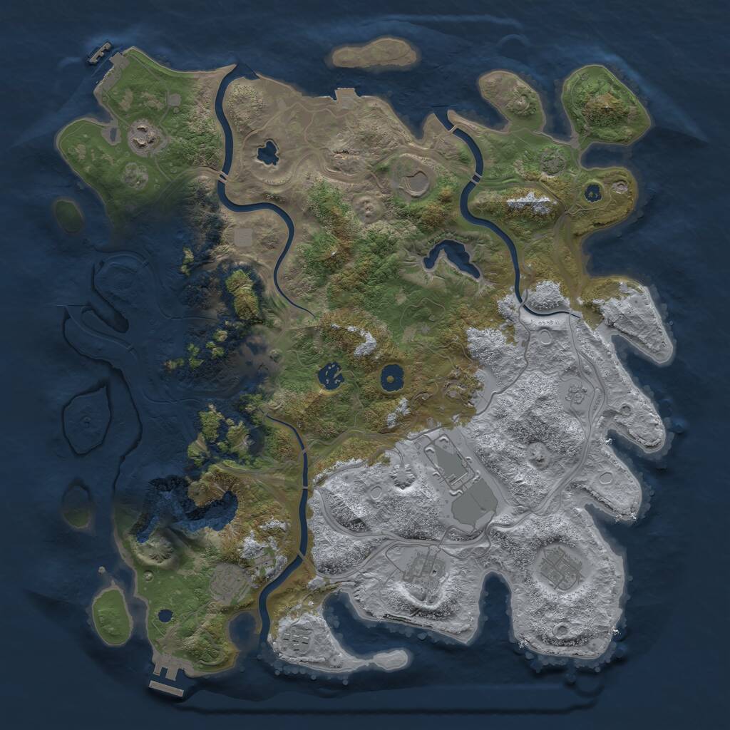Rust Map: Procedural Map, Size: 4250, Seed: 752806, 16 Monuments