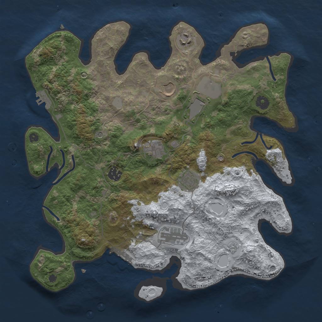 Rust Map: Procedural Map, Size: 3550, Seed: 481610, 16 Monuments